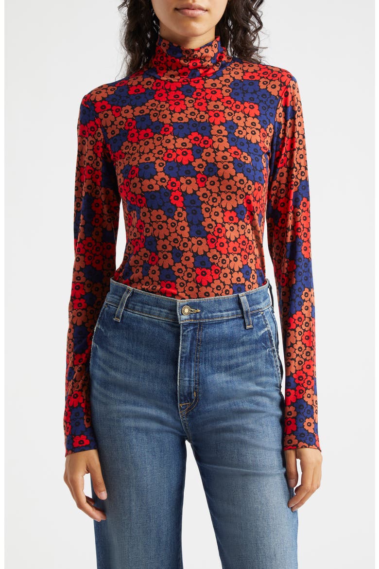 Armas Unikko Mock Neck Top, Main, color, BRICK RED BLUE RED