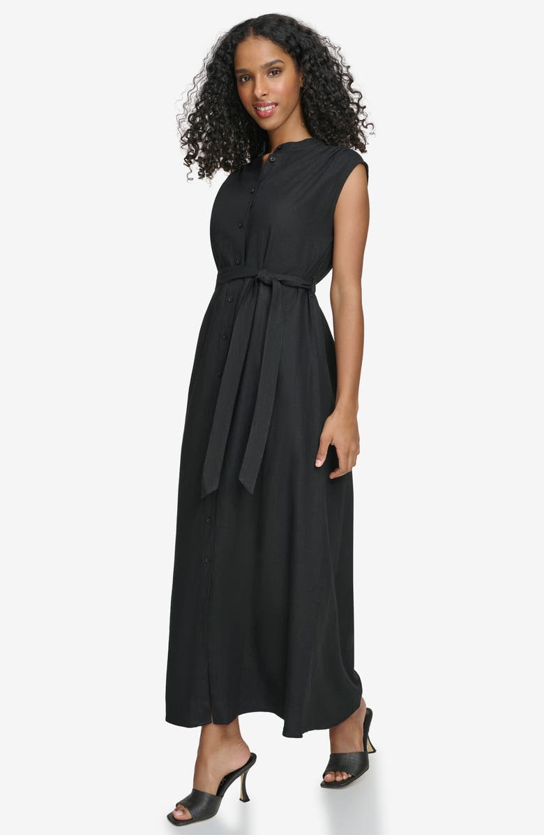 Calvin Klein Sleeveless Linen Blend Maxi Shirtdress, Alternate, color, 