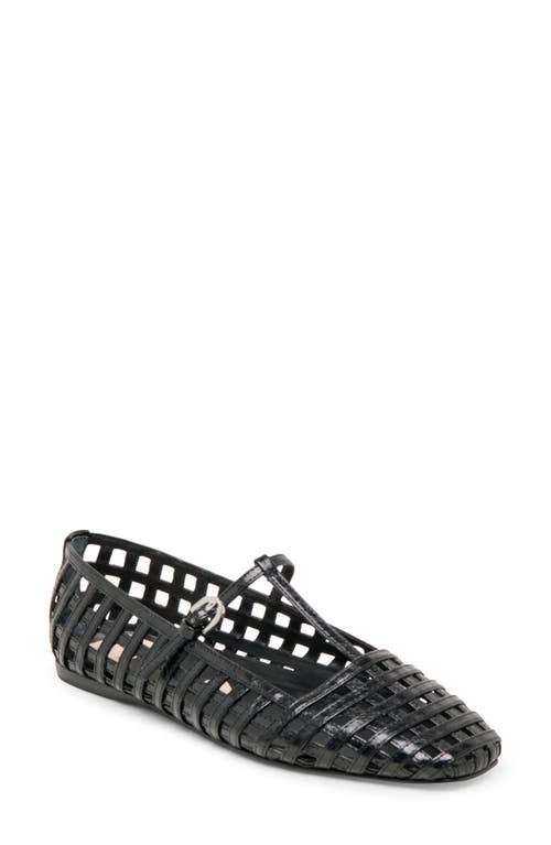Dolce Vita Women's Rains T-strap Woven Mary Jane Flats In Black Leather