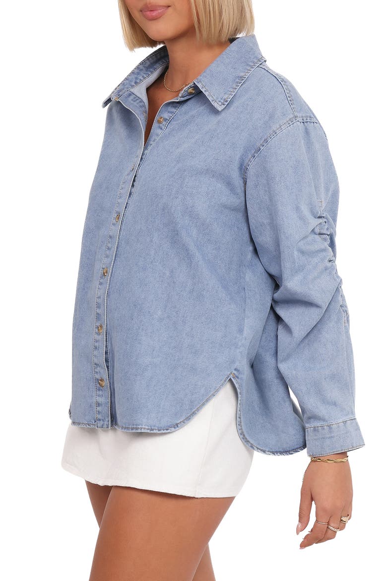 Antonella Denim Button-Up Shirt, Alternate, color, DENIM BLUE
