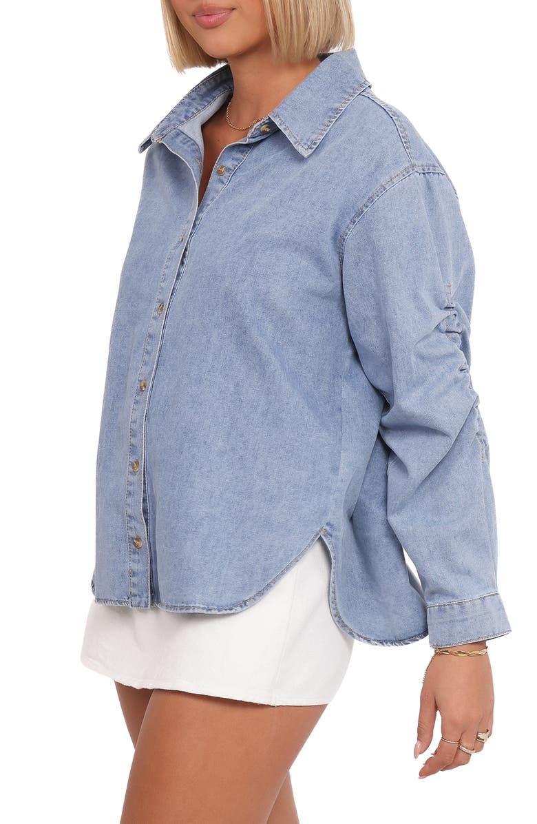 Petal & Pup Antonella Denim Button-Up Shirt, Alternate, color, Denim Blue