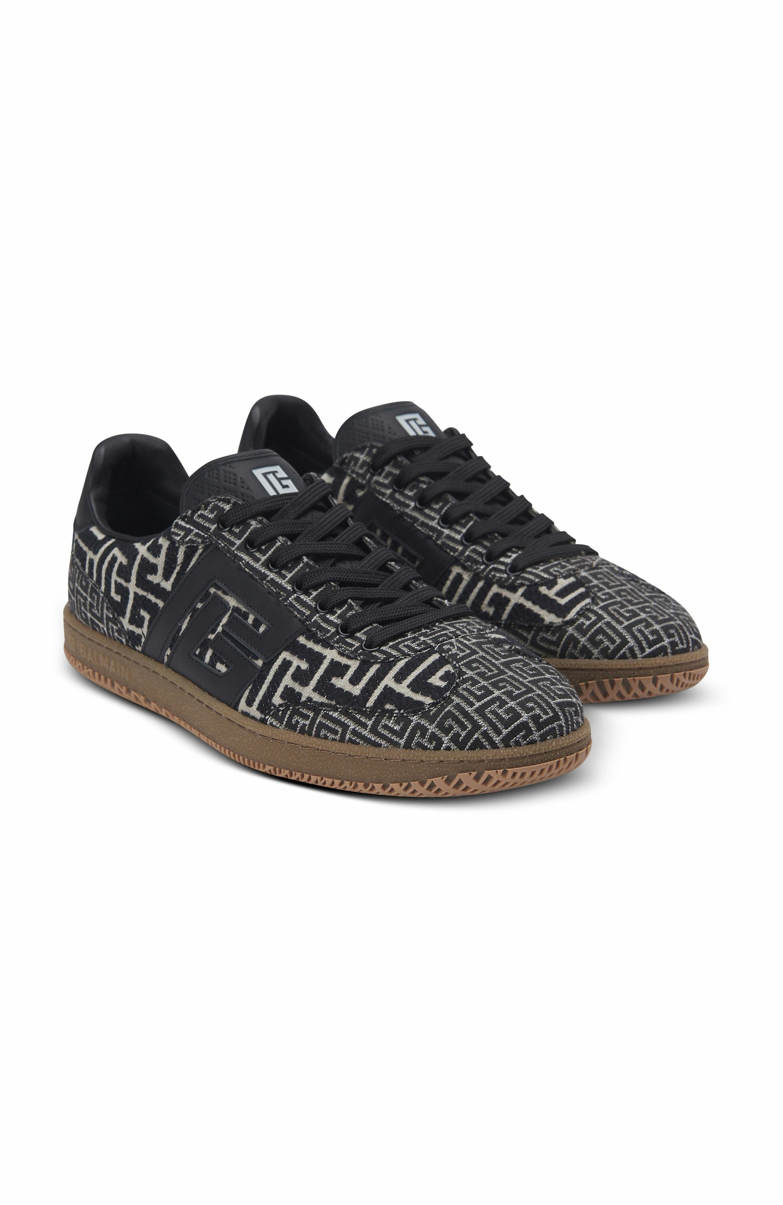 Balmain Swan Trainers In Pb Labyrinth Jacquard, Alternate, color, 