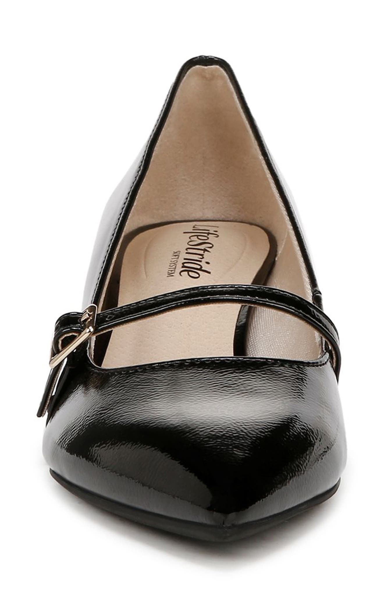 LifeStride Madelyn Mary Jane Pointed Toe Kitten Heel Pump, Alternate, color, Black