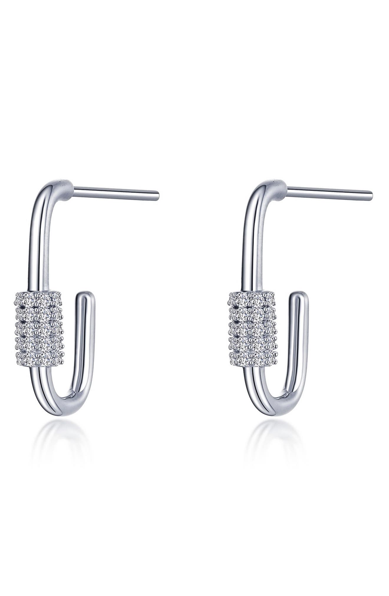 Lafonn Pavé Simulated Diamond Paper Clip Hoop Earrings