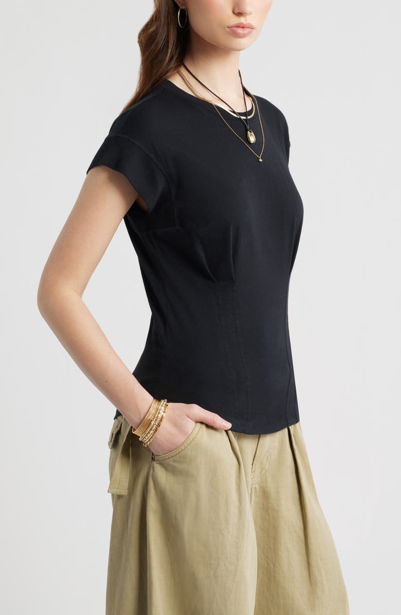 Treasure & Bond Pintuck Cotton T-Shirt, Alternate, color, Black