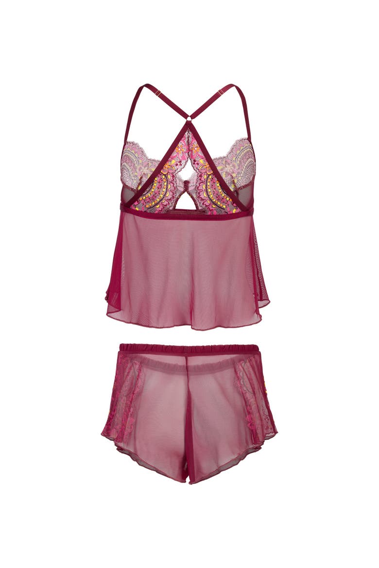 Blake Camisole & Shorts Set Lingerie, Alternate, color, Floral red