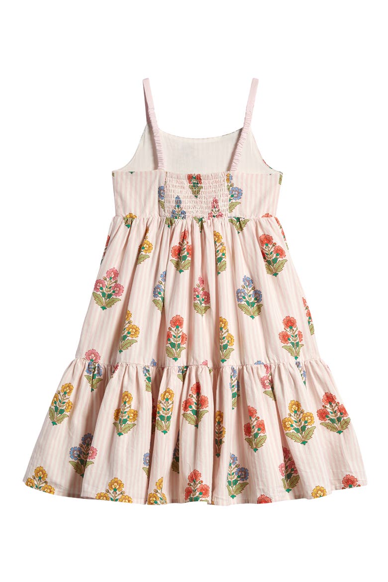 Kids' Floral Tiered Twirly Sundress, Alternate, color, PINK WOODBLOCK FLORAL