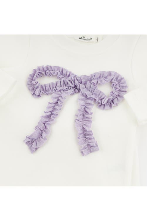 Oh Baby ! Ruffle Bow Lavender Sparkle Two Piece Set In Cream