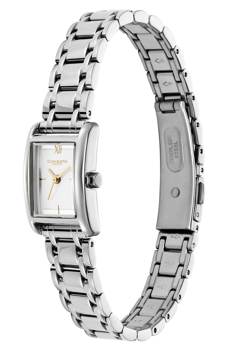 Olivia Burton Mini Grove Rectangular Bracelet Watch, 16mm, Alternate, color, Silver
