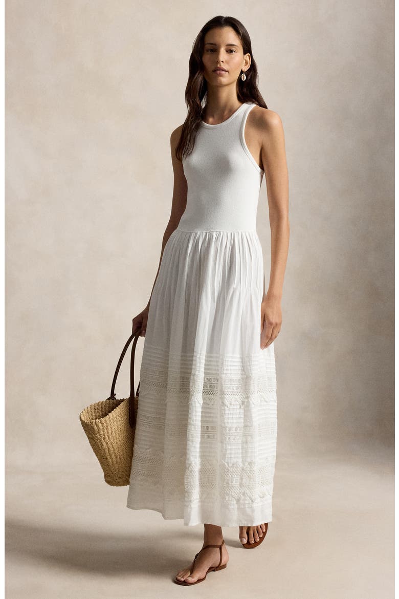 buckle trim stretch cotton blend dress Ralph Lauren Buckle Trim Cotton Blend Dress