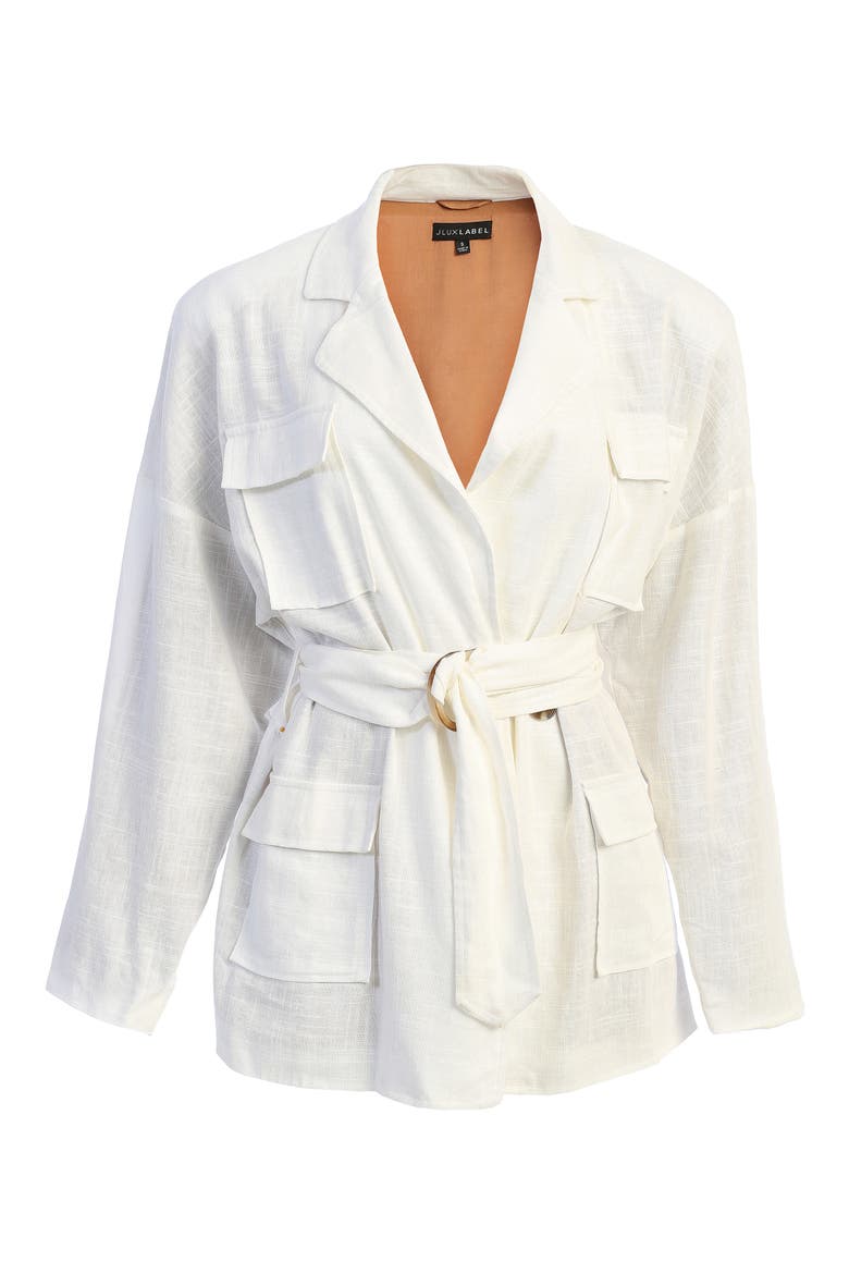 Cape Town Belted Cotton & Linen Jacket, Alternate, color, IVORY