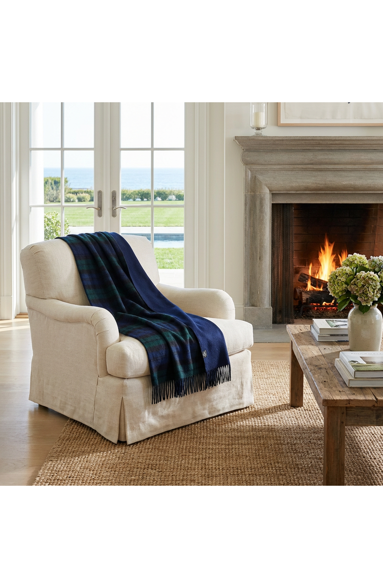 Prince of Scots Double Merino Wool Reversible Throw, Alternate, color, Black Watch