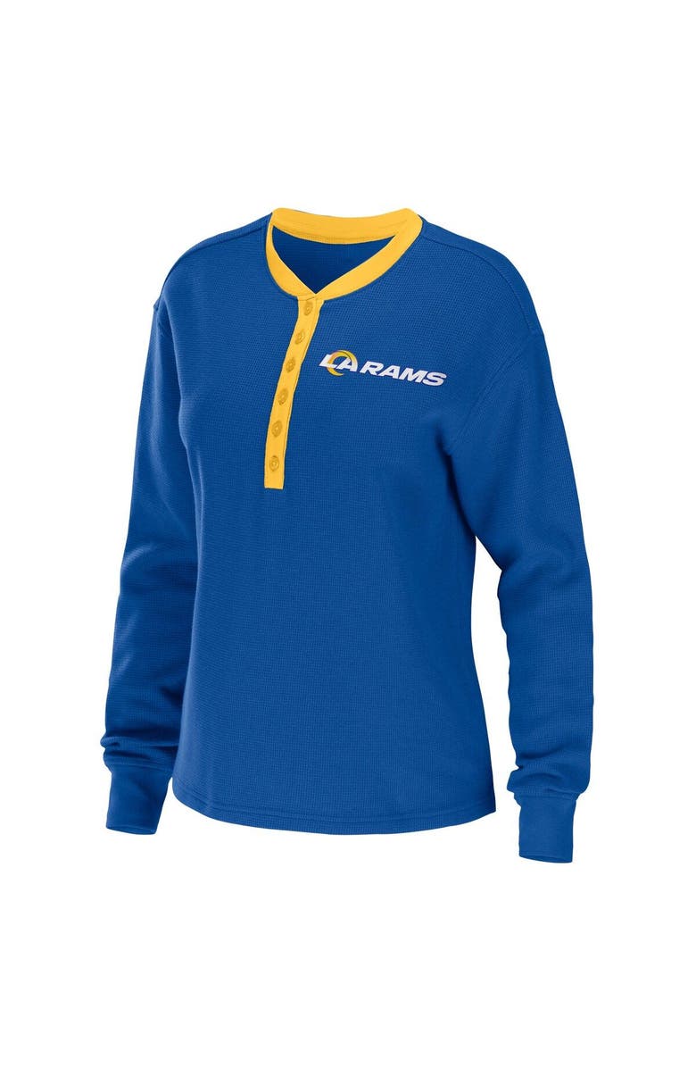 WEAR by Erin Andrews Women's WEAR by Erin Andrews Royal Los Angeles Rams Waffle Henley Long Sleeve T-Shirt, Alternate, color, Royal
