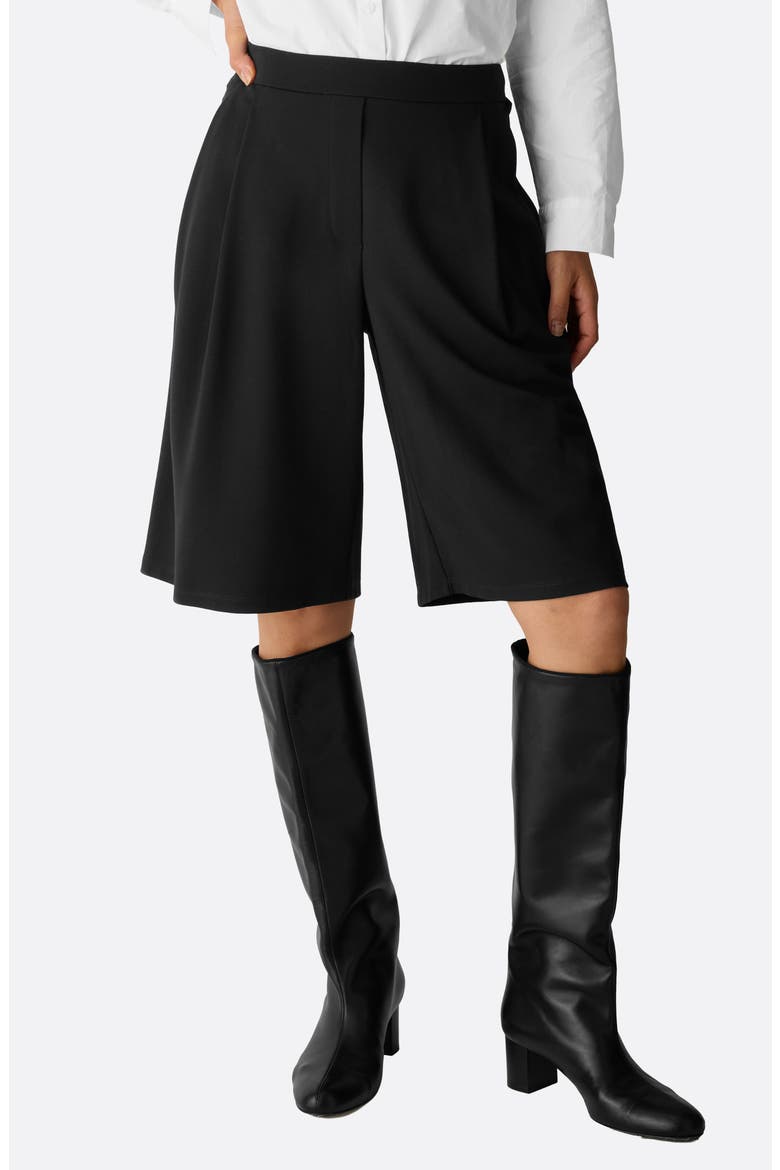 Pleated High Waist Wide Leg Shorts, Main, color, BLACK