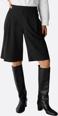 Eileen Fisher Pleated High Waist Wide Leg Shorts