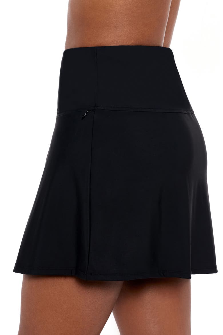 Fit & Flare Skirted Bikini Bottoms, Alternate, color, BLACK