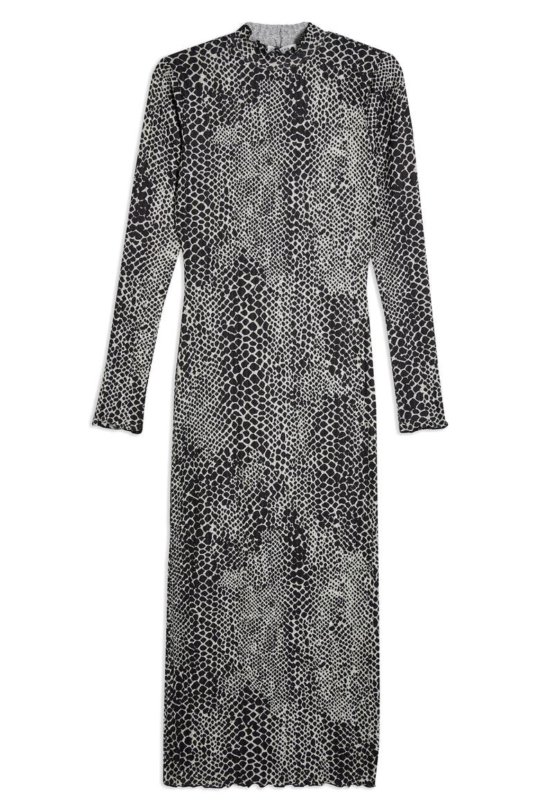 Cut And Sew Animal Print Long Sleeve Midi Dress, Alternate, color, BLACK MULTI