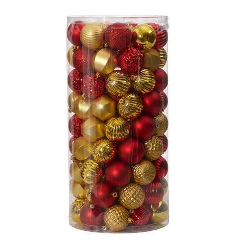 Holiday Shatterproof, Red, 101 Count Christmas Tree Ornament Set, 60mm