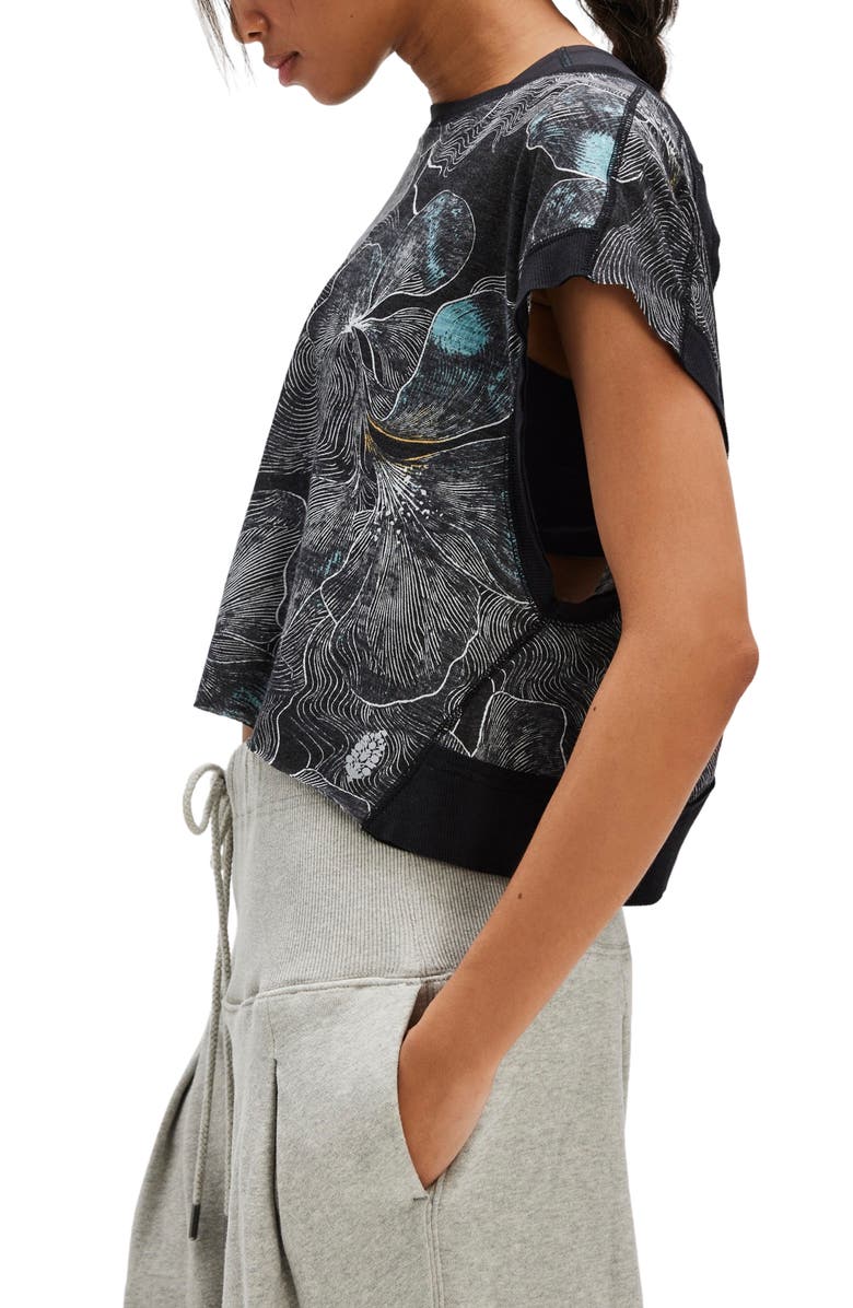 Free People My Time Print T-Shirt, Alternate, color, Midnight Floral Blac