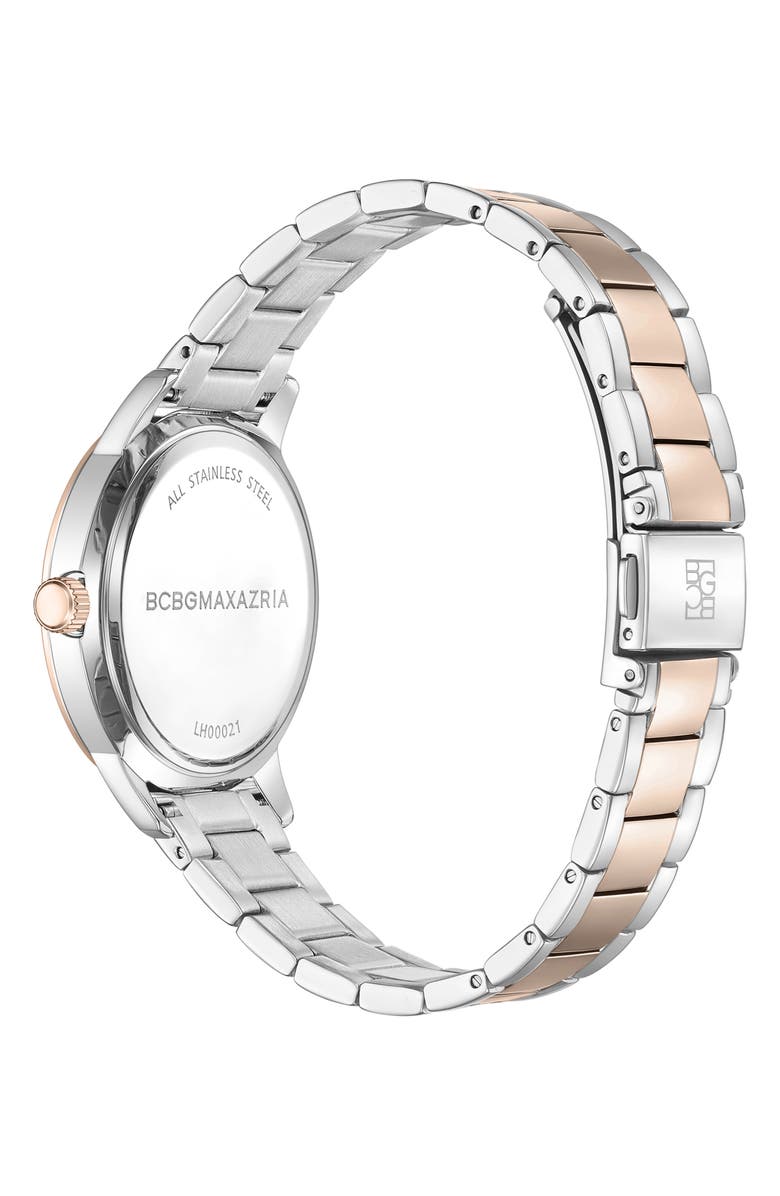 BCBG Max Azria 3-Hand Quartz Crystal Embellished Two-Tone Bracelet Watch, 36mm, Alternate, color,