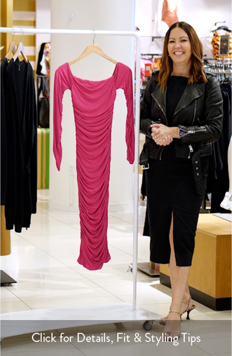 Ruched Off the Shoulder Long Sleeve Dress, sales video thumbnail