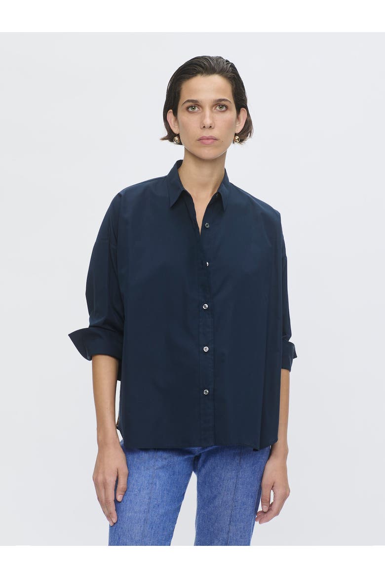Sirene Milano Print Scarf-back Shirt, Alternate, color, Blue