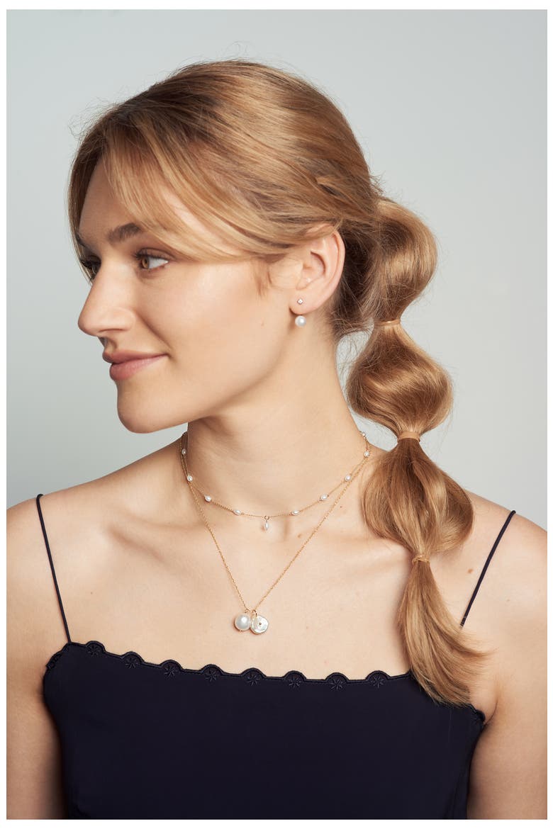 Keshi Pearl Spaced Choker Necklace, Alternate, color, YELLOW GOLD