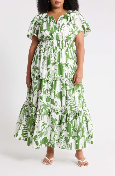 Nal City Palmer Tiered Cotton Poplin Maxi Dress