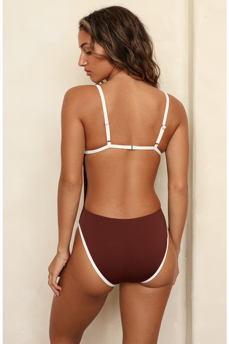 Soul Scoop Neck High Waist One Piece, Alternate, color, Mocha/Ivory