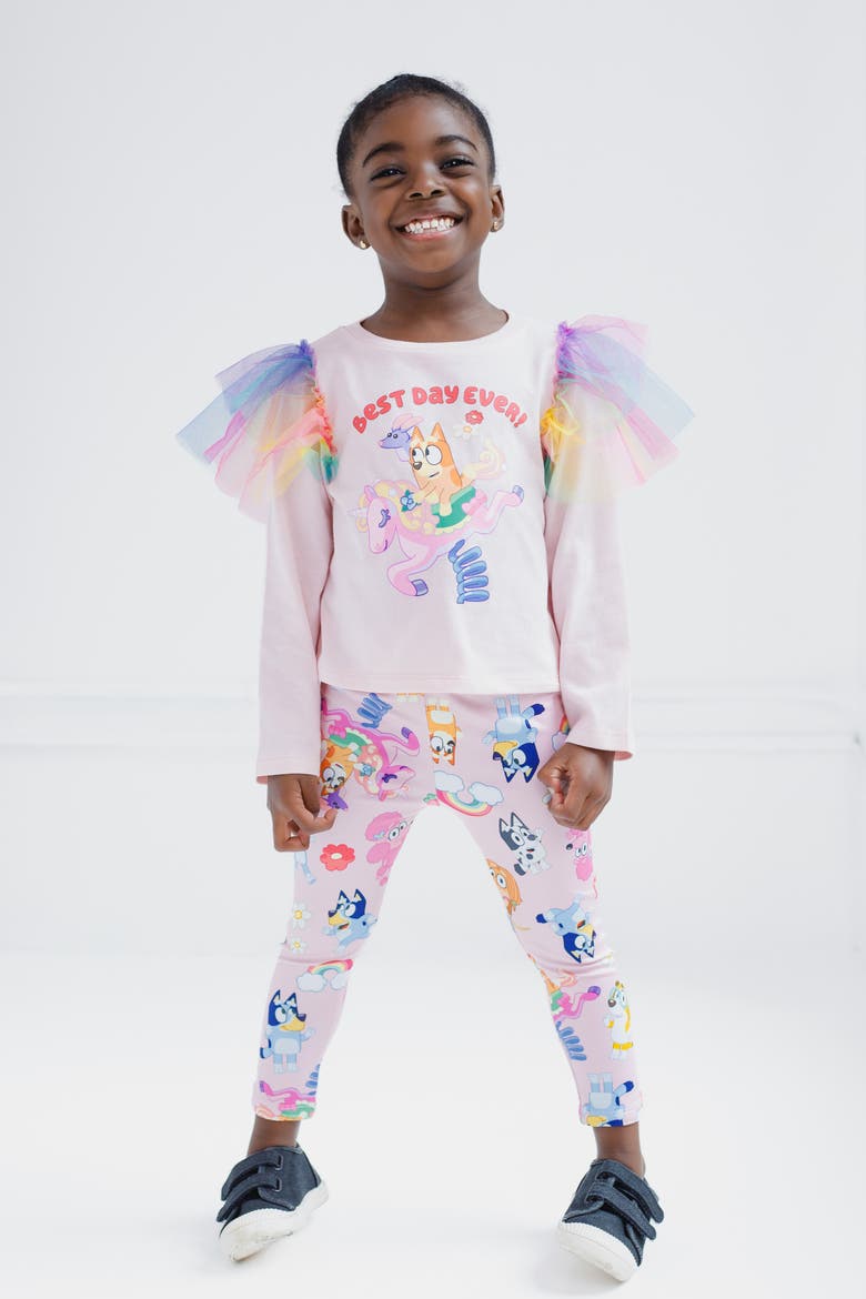 Tee and Tulle Leggings Set, Alternate, color, Pink Bingo