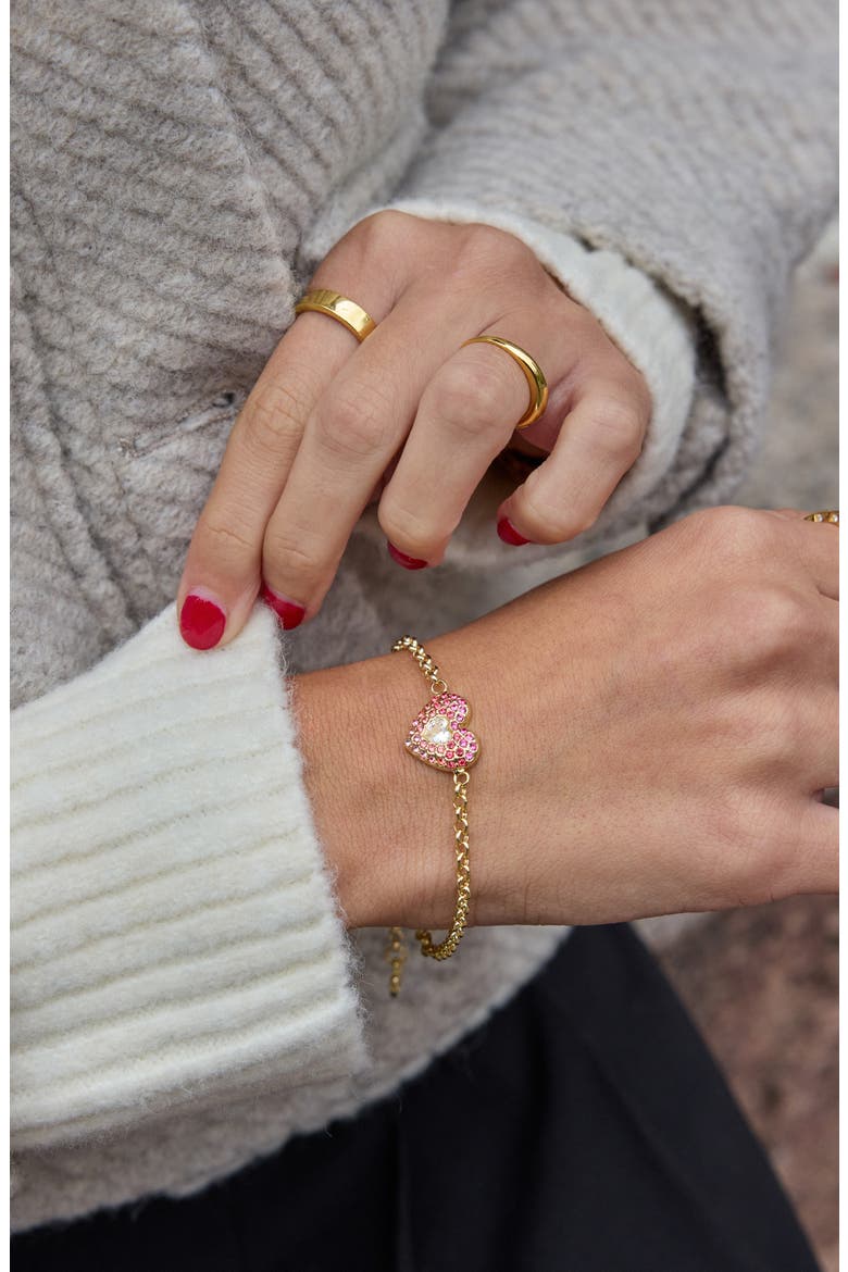Melissa Heart Charm Bracelet, Alternate, color, PINK