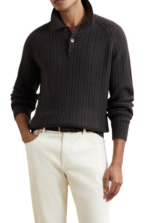 Evesham Cable Stitch Polo Sweater