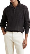Reiss Evesham Cable Stitch Polo Sweater