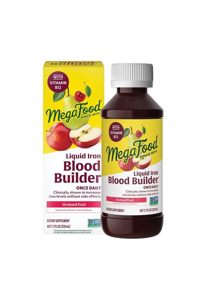 Blood Builder Liquid Iron Supplement for Women, Men & Kids with Vitamin B12, Orchard Fruit Flavor, Vegan, 7.7 fl oz, Main, color, None