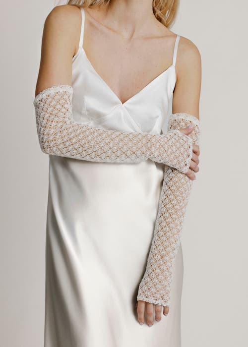 Alas Long Lace Fingerless Gloves In Neutral