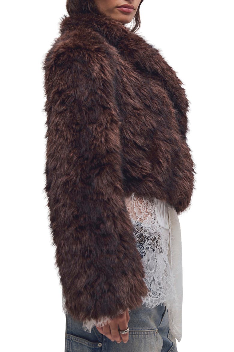 Supernova Cropped Faux Fur Jacket, Alternate, color, MOCHACCINO COMBO