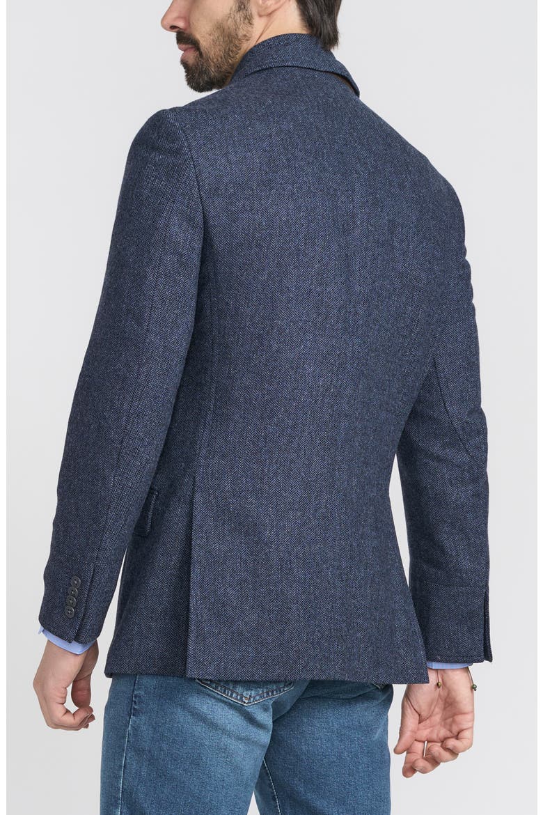 Blue Herringbone Wool & Cashmere Hybrid Sport Coat with Removable Bib, Alternate, color, BLUE
