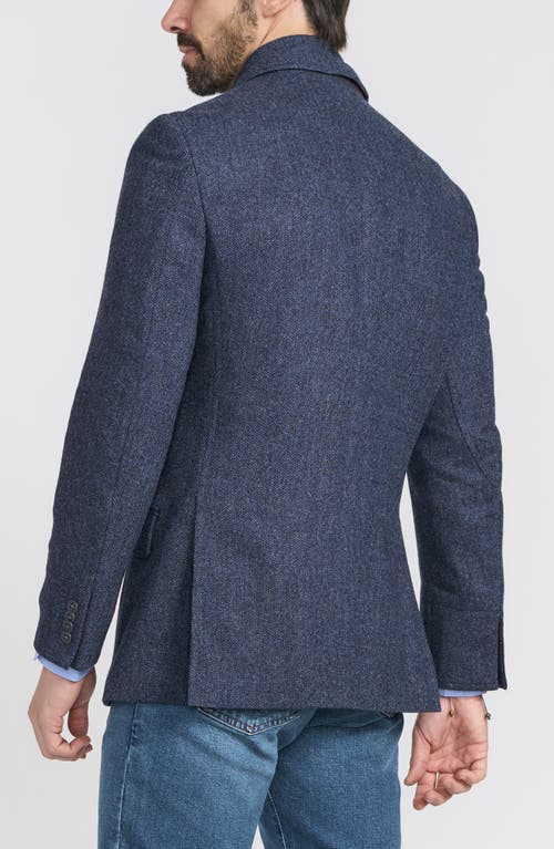 Flynt Blue Herringbone Wool & Cashmere Hybrid Sport Coat With Removable Bib In Blue