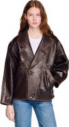 SANDRO Oversized leather jacket