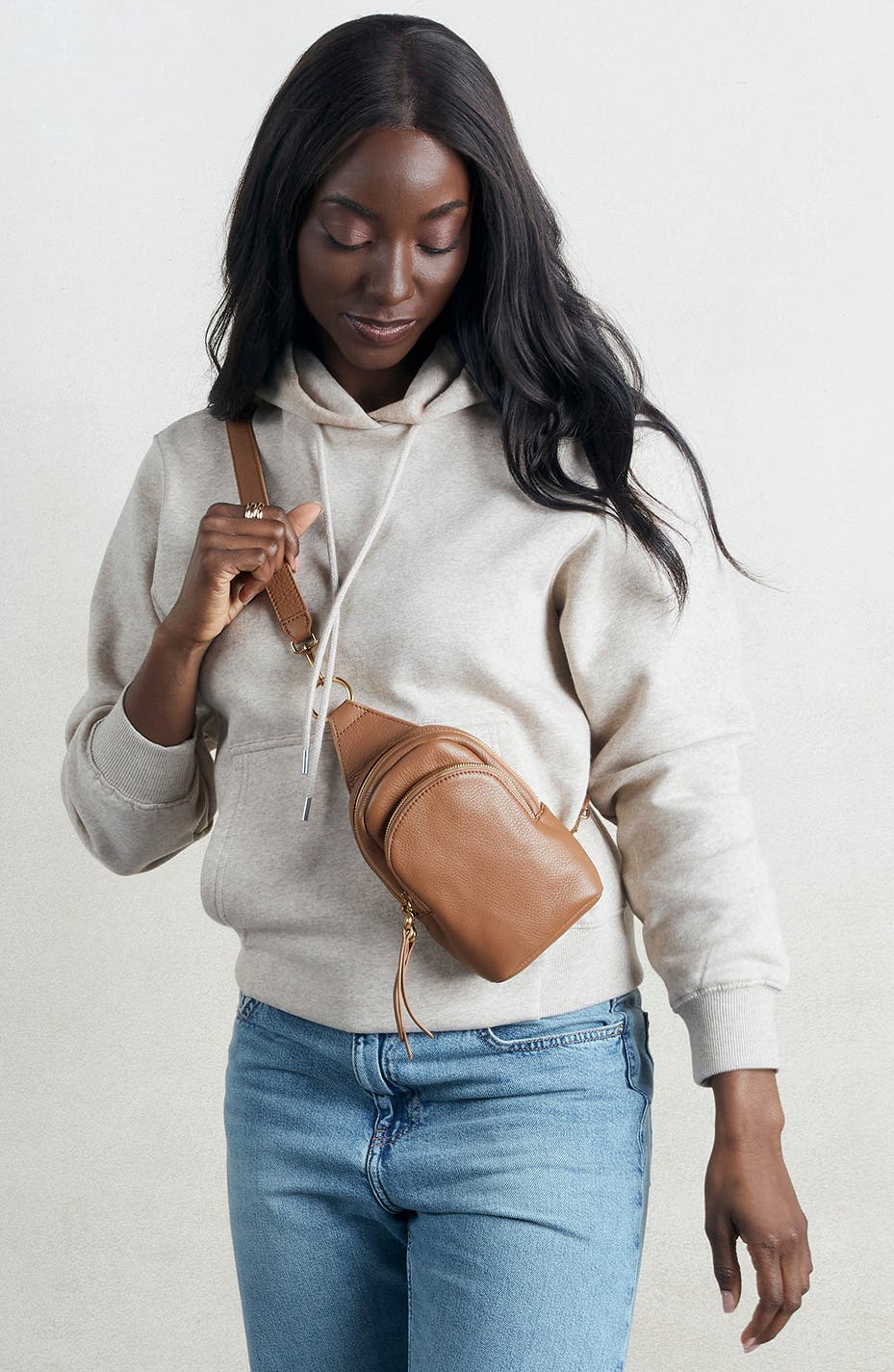Fern Small Leather Sling Bag, Alternate, color, TIMBER BROWN