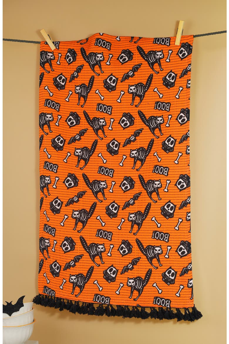 The Spooky Sweet Treats Set of 3 Cotton Kitchen Towels, Alternate, color, ORANGE/ BLACK