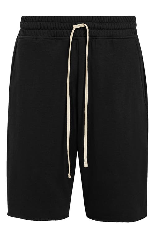 Allsaints Helix Straight Fit Cotton Blend Sweat Shorts In Jet Black