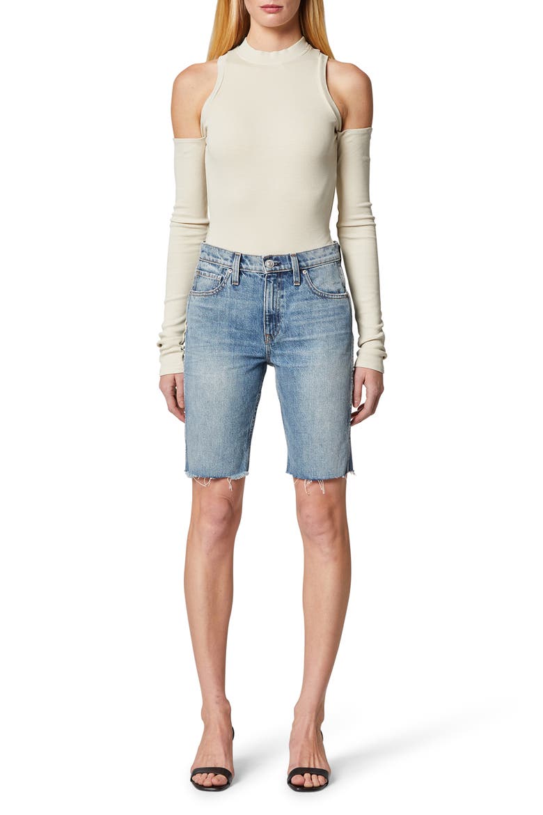Freya High Waist Cutoff Denim Bike Shorts, Alternate, color, TEMPTATION