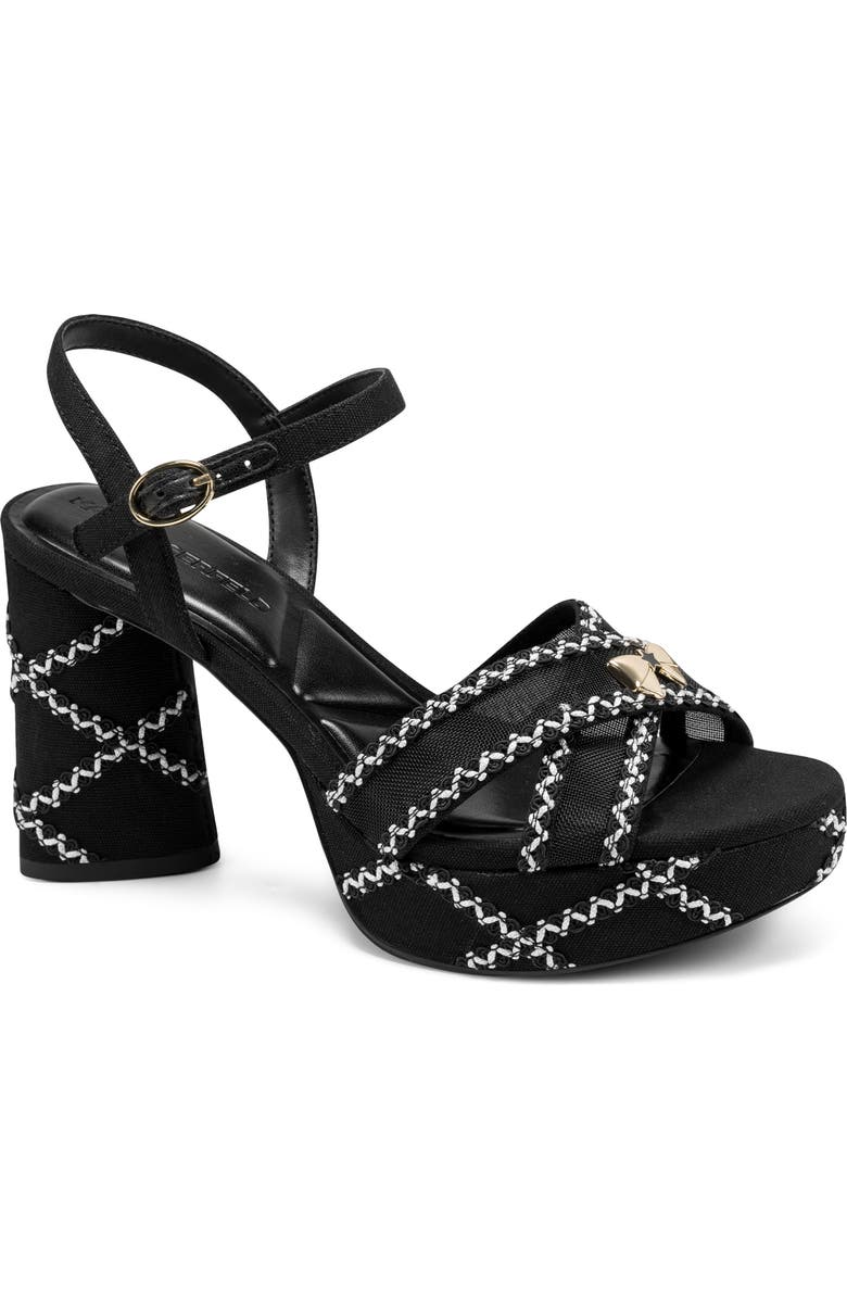 KARL LAGERFELD PARIS Hickory Stitch Platform Sandal, Main, color, Black