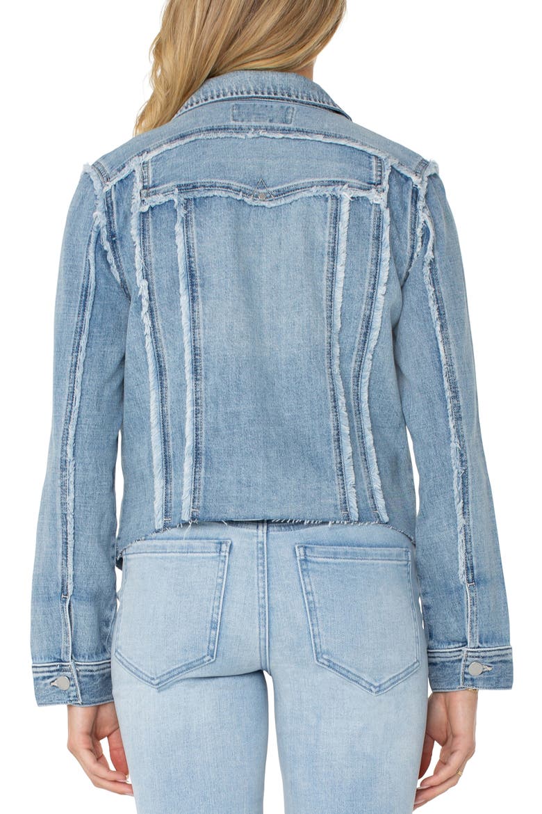 Multi Frayed Denim Trucker Jacket, Alternate, color, NEWPORT BAY