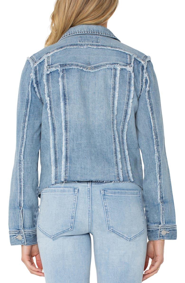 Liverpool Los Angeles Multi Frayed Denim Trucker Jacket, Alternate, color, 