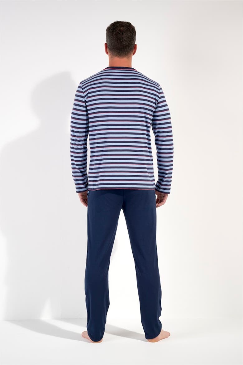 Atlantic Long Pajama Set, Alternate, color, Blue Stripes