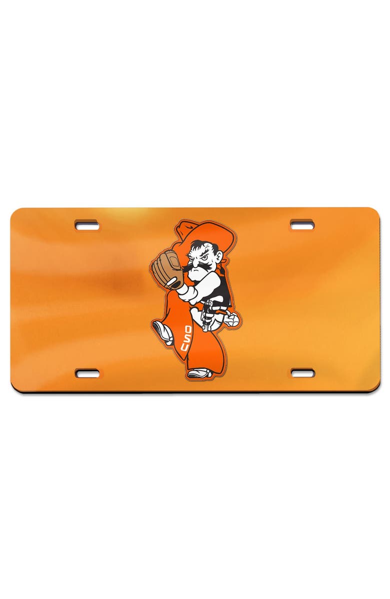 WINCRAFT Orange Oklahoma State Cowboys Baseball Pete Wind Up Laser Cut Acrylic License Plate, Main, color, Orange