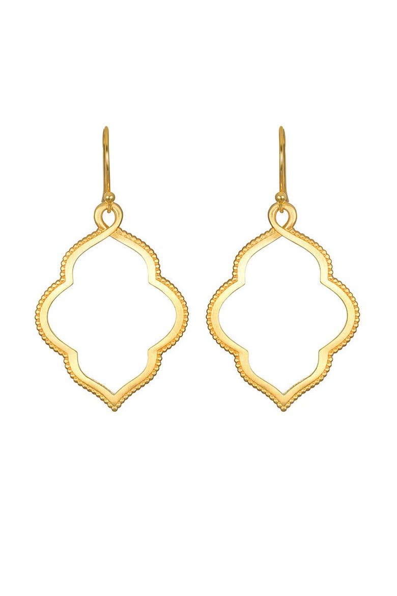 Full Bloom Lotus Petal Earrings, Main, color, Gold