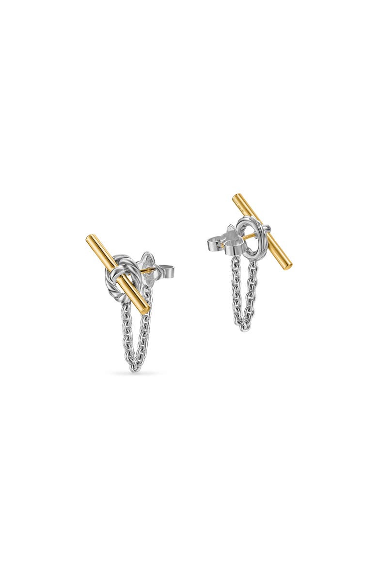 DY Mercer® Bold Toggle Stud Earrings in Sterling Silver with 18K Yellow Gold, 50.4mm, Alternate, color, NO COLOR